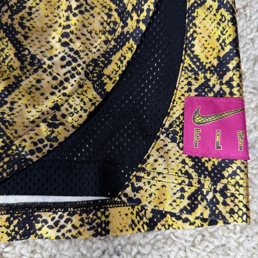 Nike Basketball Shorts Womens Medium Yellow Snake Print Dri-Fit Rebel Fly DH7348 - Picture 2 of 6